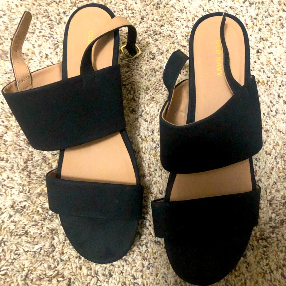 black/neutral wedge-like heels size 10